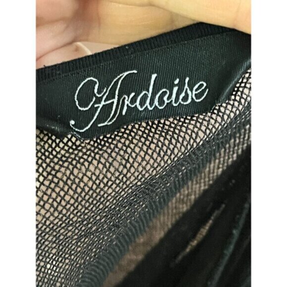 Vintage 90s Y2K Ardoise Black Mesh Cardigan Top Grunge Punk Women's Size M/L - Picture 3 of 5